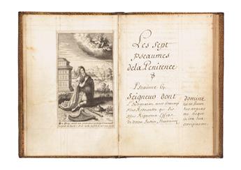 MANUSCRIPT.  Prieres, Hymnes et Offices.  Illustrated manuscript in Latin and French on paper.  1687
